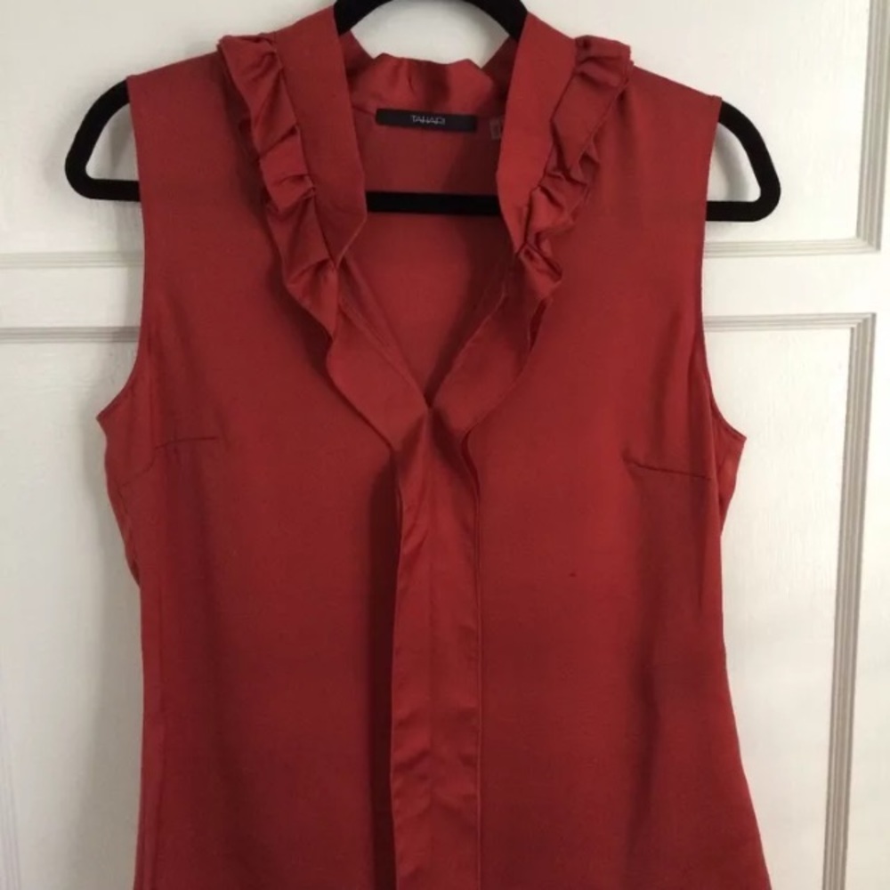 Tahari dark orange blouse size M